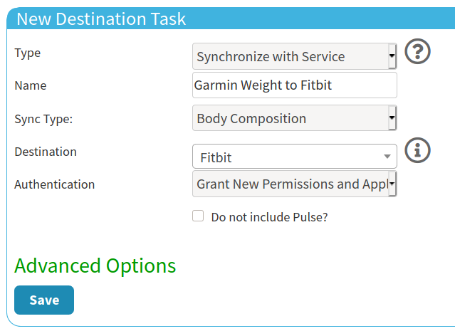 Setting a sync destination to Fitbit with FitnessSyncer