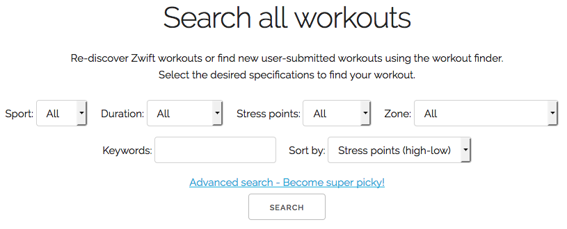 WhatsOnZwift - Search Workouts