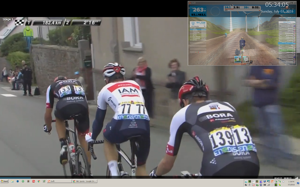 Transparent Zwift on top of Tour de France footage