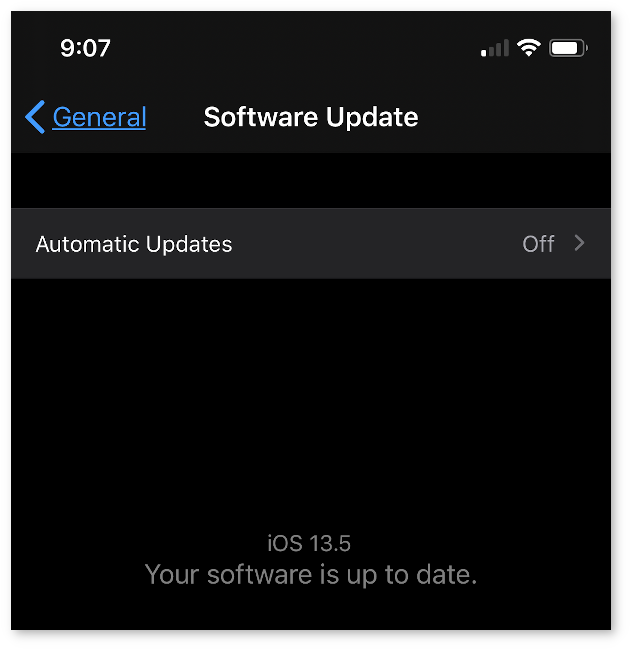 iOS OS updates disabled