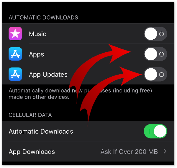 Disable iOS application updates