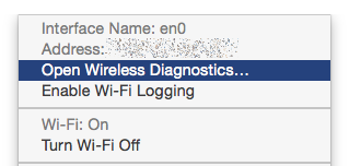 Opening Wireless Diagnostics on OS X