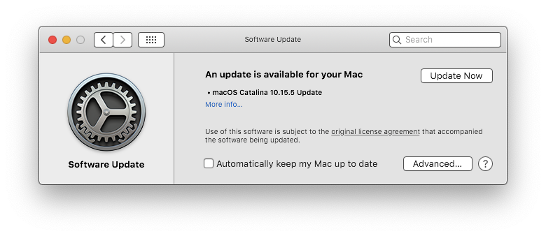 macOS Catalina update pending