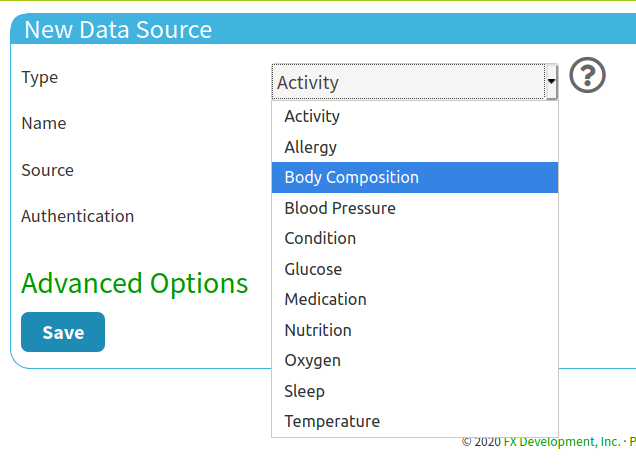 Choosing a Source for synchronizing your weight on FitnessSyncer