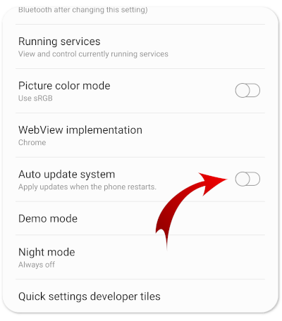 Disable Android OS updates