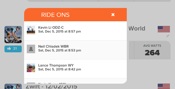 Checking your Zwift RideOns