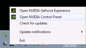 NVIDIA Settings System Tray applet