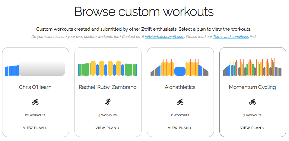 WhatsOnZwift - Browse Custom Workouts