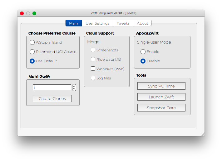 Zwift Configurator (alpha) 001