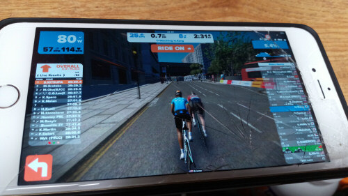 Zwift running on an iPhone