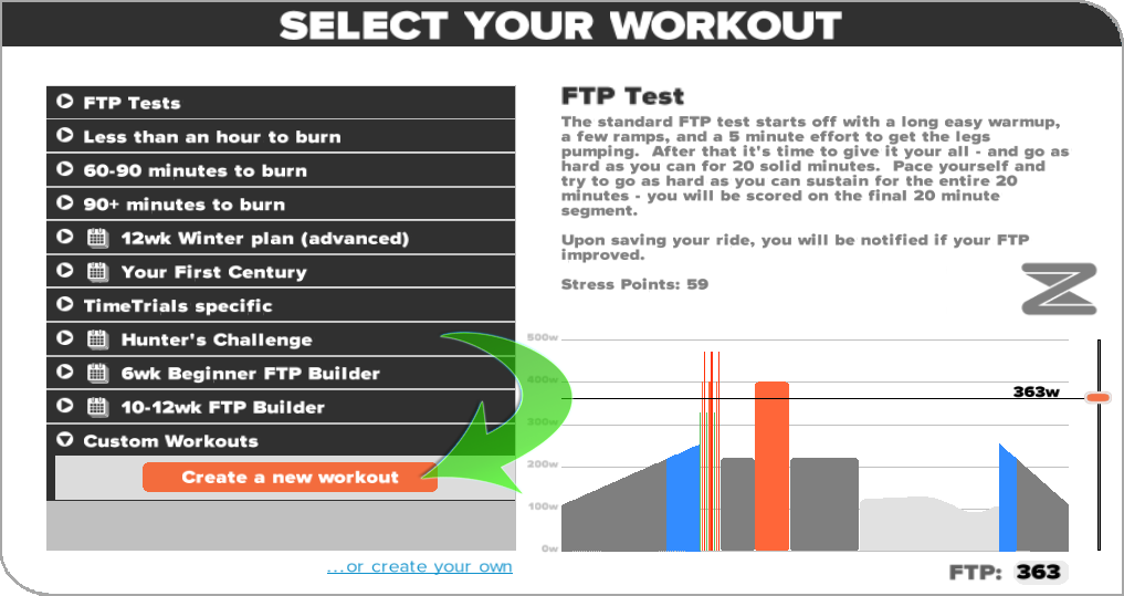 Creating a custom workout in Zwift