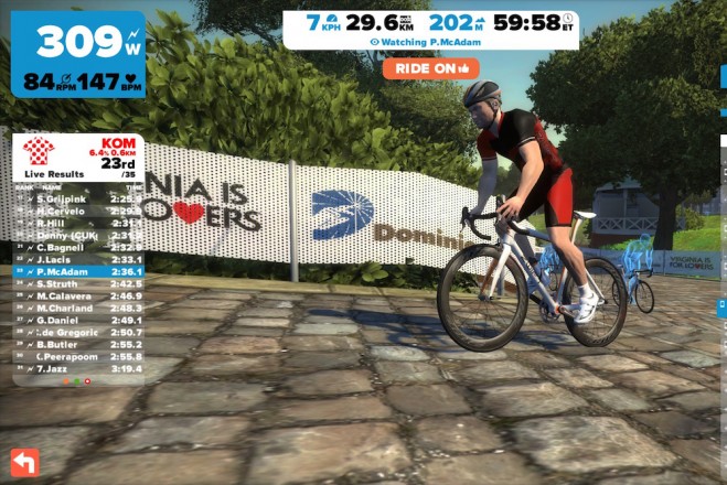 Zwift on the Richmond UCI Course