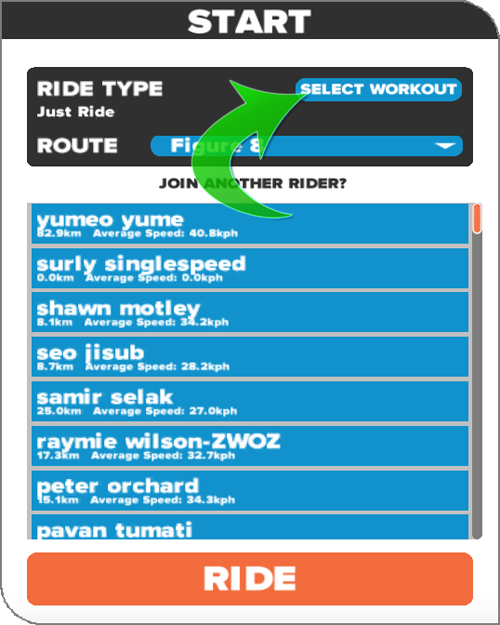 Zwift - Select Workout