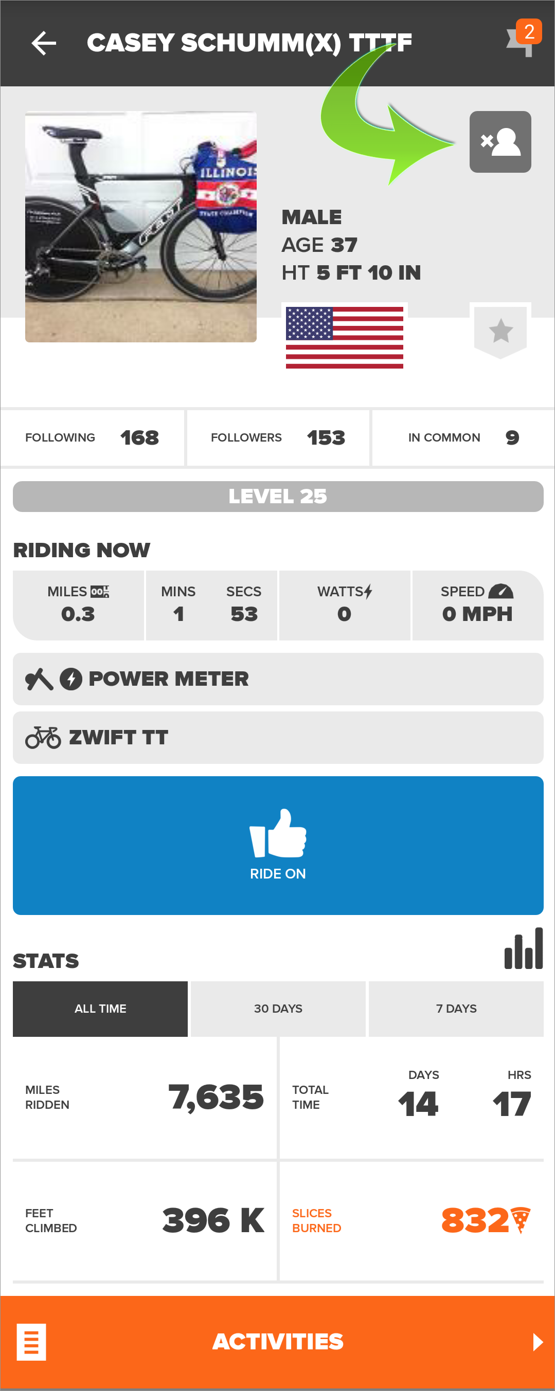 Unfollowing a Zwift rider in "Fan View" mode